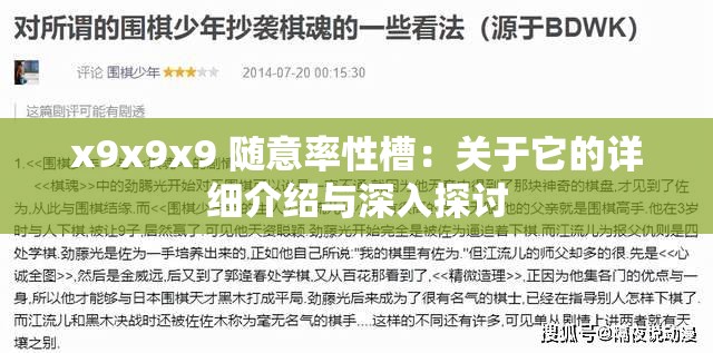x9x9x9 随意率性槽：关于它的详细介绍与深入探讨