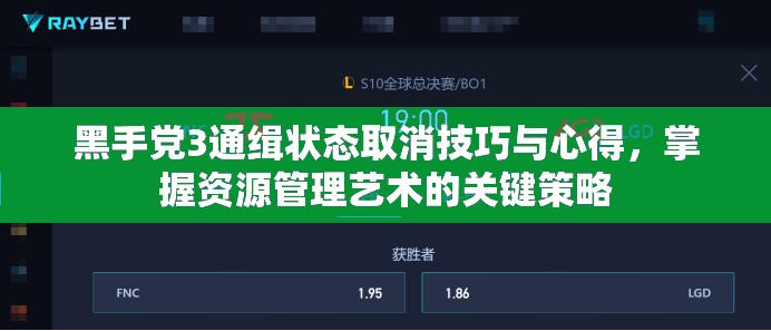 黑手党3通缉状态取消技巧与心得，掌握资源管理艺术的关键策略