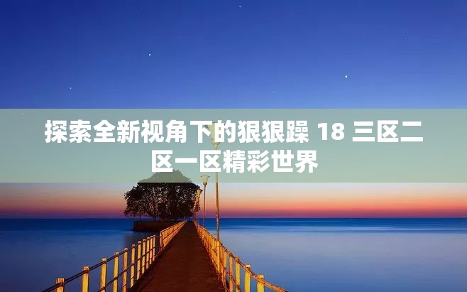 探索全新视角下的狠狠躁 18 三区二区一区精彩世界