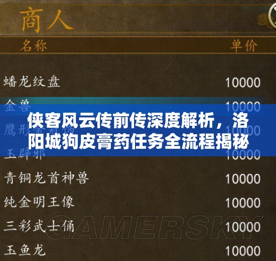 侠客风云传前传深度解析，洛阳城狗皮膏药任务全流程揭秘