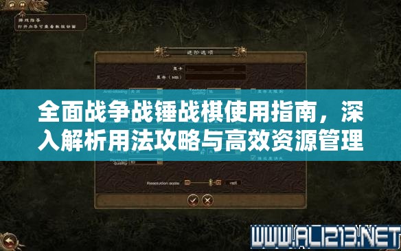 全面战争战锤战棋使用指南，深入解析用法攻略与高效资源管理艺术