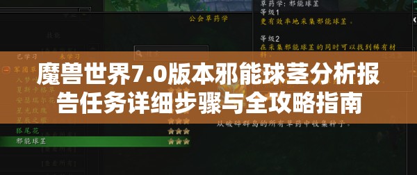 魔兽世界7.0版本邪能球茎分析报告任务详细步骤与全攻略指南