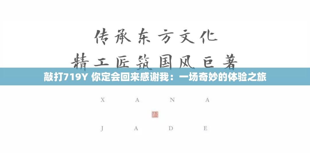 敲打719Y 你定会回来感谢我：一场奇妙的体验之旅