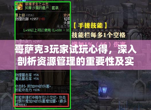 哥萨克3玩家试玩心得，深入剖析资源管理的重要性及实战策略