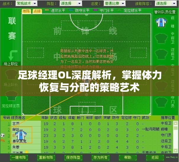 足球经理OL深度解析，掌握体力恢复与分配的策略艺术