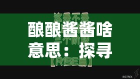 酿酿酱酱啥意思：探寻这一独特表述背后的含义