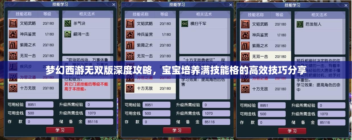 梦幻西游无双版深度攻略，宝宝培养满技能格的高效技巧分享