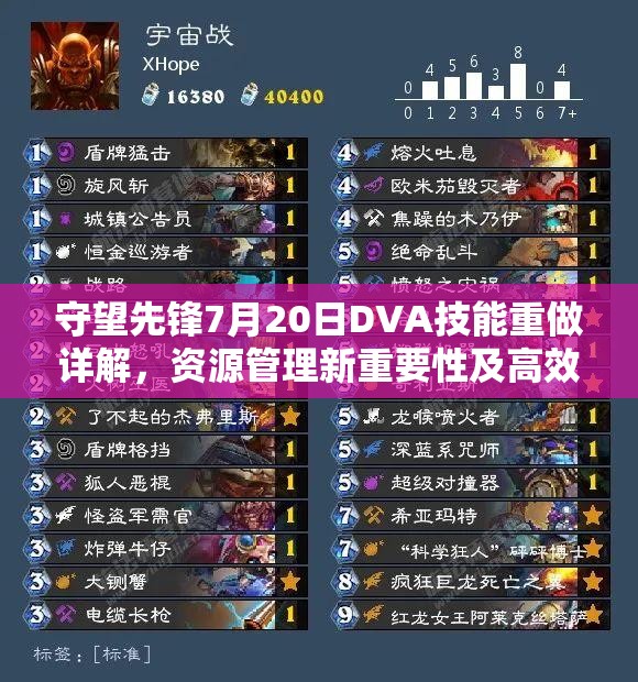 守望先锋7月20日DVA技能重做详解，资源管理新重要性及高效运用实战策略