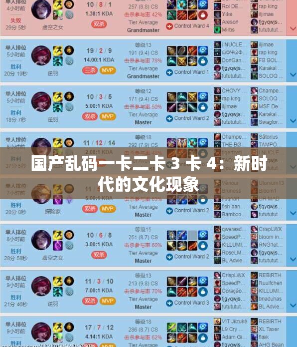 国产乱码一卡二卡 3 卡 4：新时代的文化现象