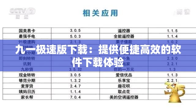 九一极速版下载：提供便捷高效的软件下载体验