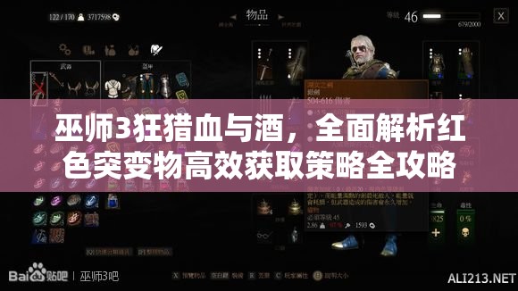巫师3狂猎血与酒，全面解析红色突变物高效获取策略全攻略