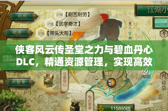 侠客风云传圣堂之力与碧血丹心DLC，精通资源管理，实现高效利用并杜绝浪费策略