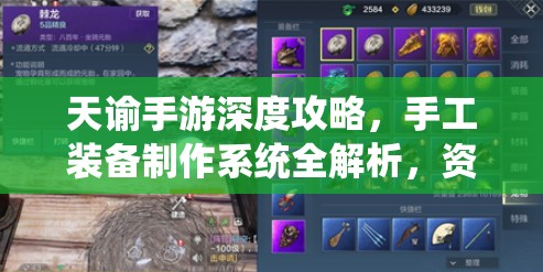 天谕手游深度攻略，手工装备制作系统全解析，资源管理技巧与高效利用避免浪费